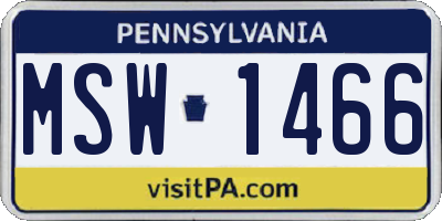 PA license plate MSW1466