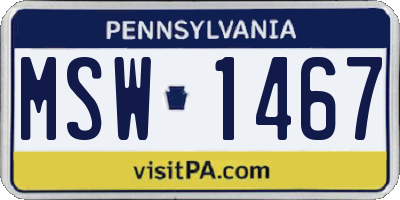 PA license plate MSW1467