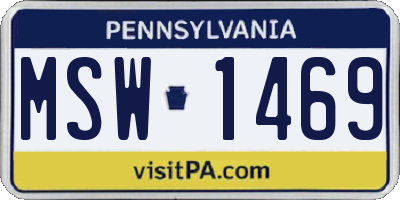 PA license plate MSW1469