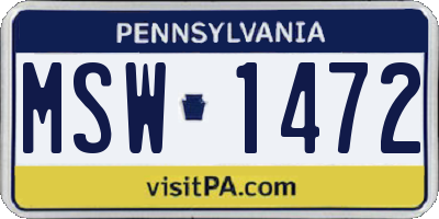 PA license plate MSW1472
