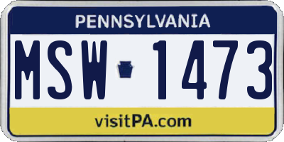 PA license plate MSW1473