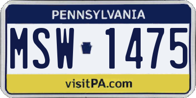 PA license plate MSW1475