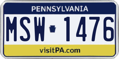 PA license plate MSW1476