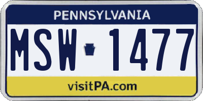PA license plate MSW1477