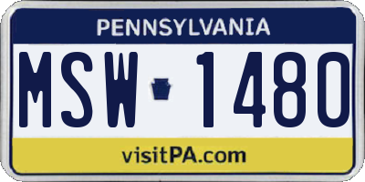 PA license plate MSW1480