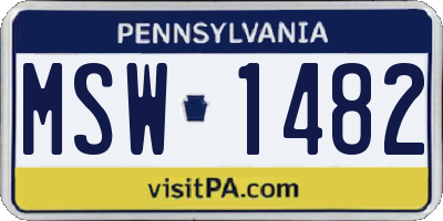 PA license plate MSW1482