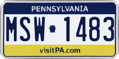 PA license plate MSW1483