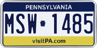 PA license plate MSW1485