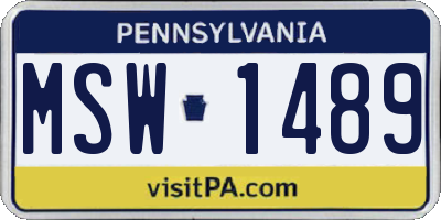 PA license plate MSW1489