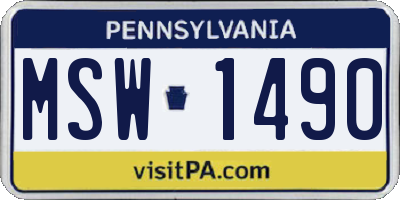 PA license plate MSW1490