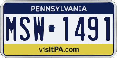 PA license plate MSW1491