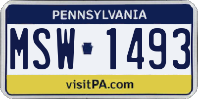 PA license plate MSW1493