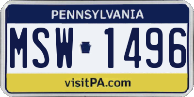 PA license plate MSW1496
