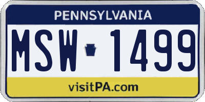 PA license plate MSW1499