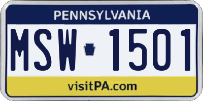 PA license plate MSW1501