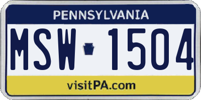 PA license plate MSW1504