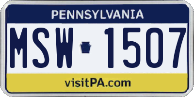 PA license plate MSW1507