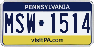 PA license plate MSW1514