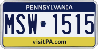 PA license plate MSW1515