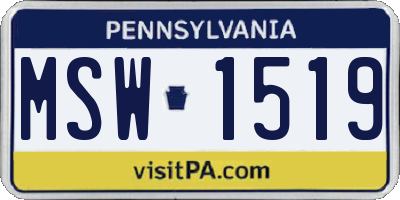 PA license plate MSW1519