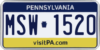 PA license plate MSW1520