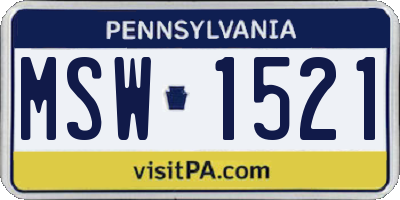 PA license plate MSW1521