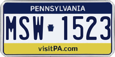 PA license plate MSW1523