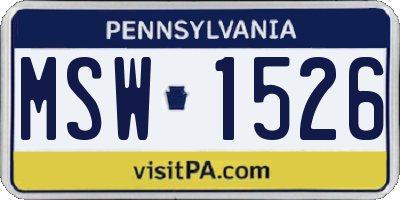 PA license plate MSW1526