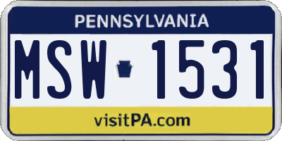 PA license plate MSW1531