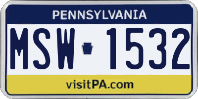 PA license plate MSW1532