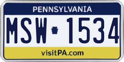 PA license plate MSW1534