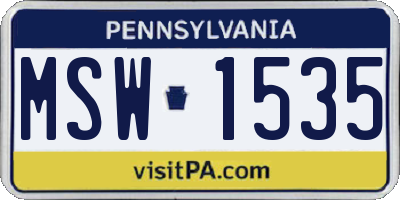 PA license plate MSW1535