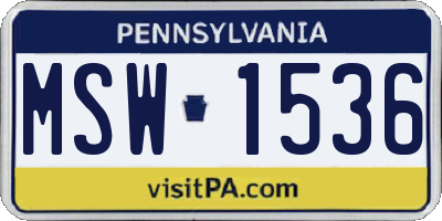 PA license plate MSW1536