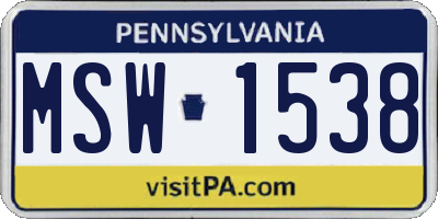 PA license plate MSW1538