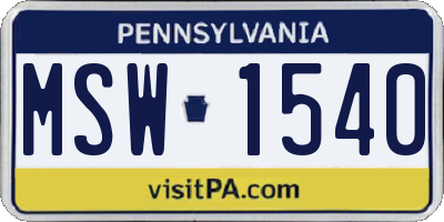 PA license plate MSW1540