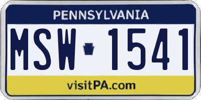 PA license plate MSW1541