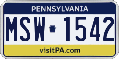 PA license plate MSW1542