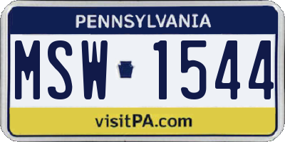 PA license plate MSW1544