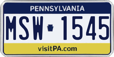 PA license plate MSW1545