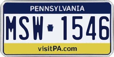 PA license plate MSW1546