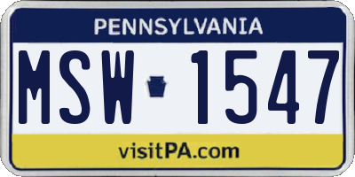 PA license plate MSW1547