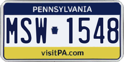 PA license plate MSW1548