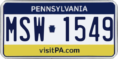 PA license plate MSW1549