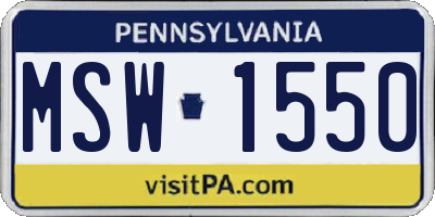PA license plate MSW1550