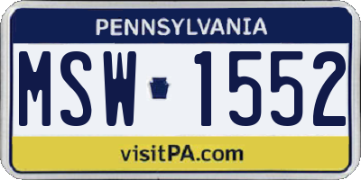 PA license plate MSW1552