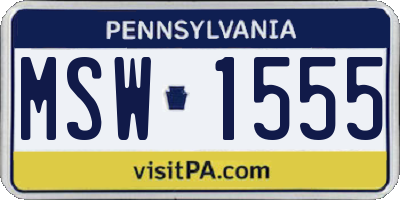 PA license plate MSW1555