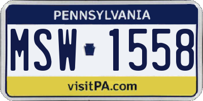 PA license plate MSW1558