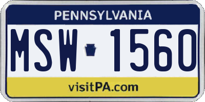PA license plate MSW1560