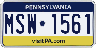 PA license plate MSW1561