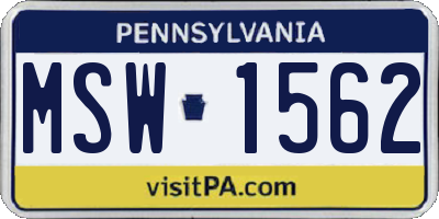 PA license plate MSW1562